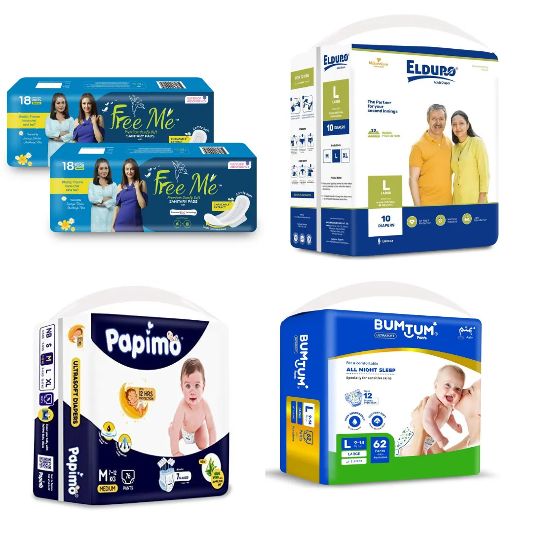 BumTum, Papimo, Free Me and Elduro hygiene packaging